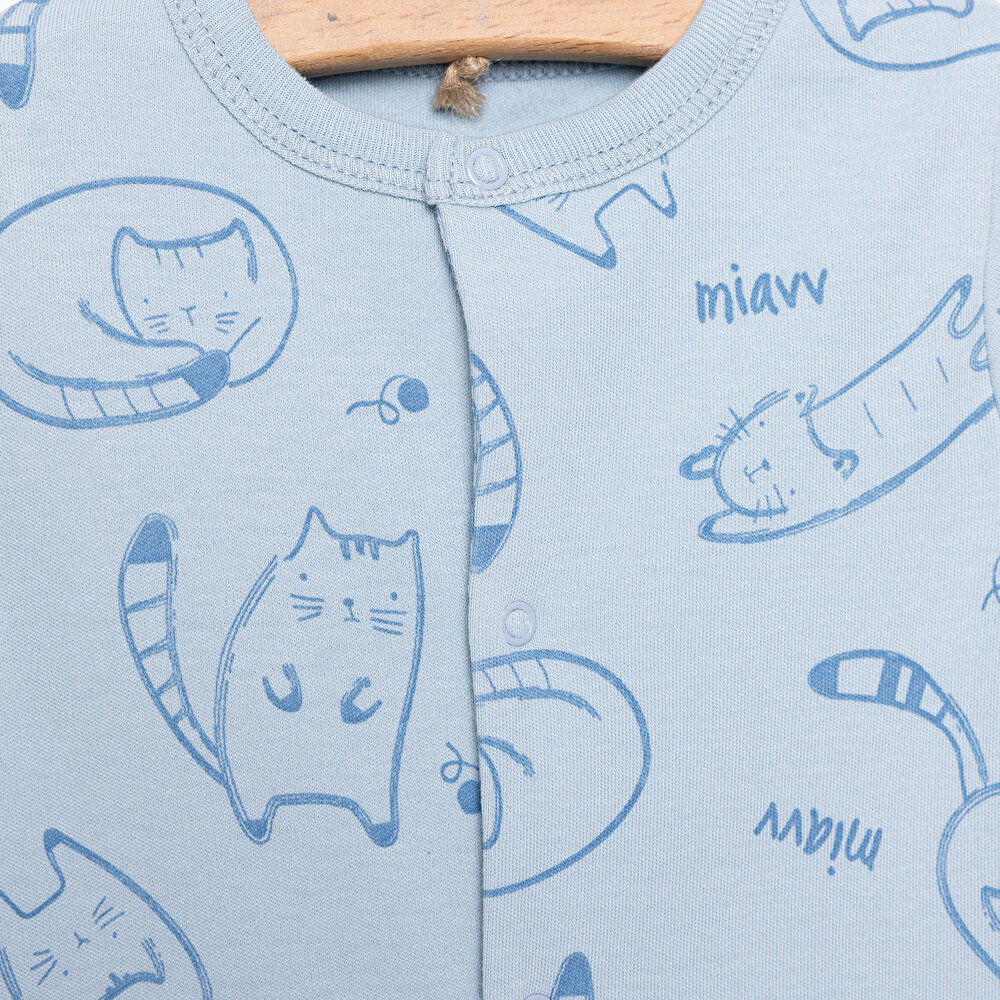 Yenidoğan Organic Sleepy Cat Uni Kısa Tulum Unisex