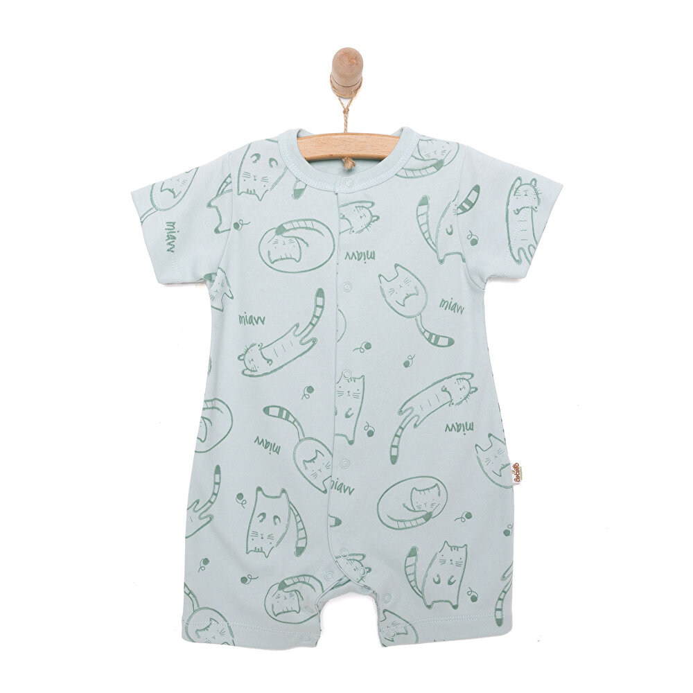 Yenidoğan Organic Sleepy Cat Uni Kısa Tulum Unisex