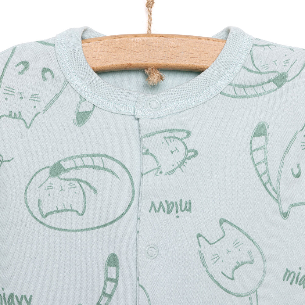 Yenidoğan Organic Sleepy Cat Uni Kısa Tulum Unisex