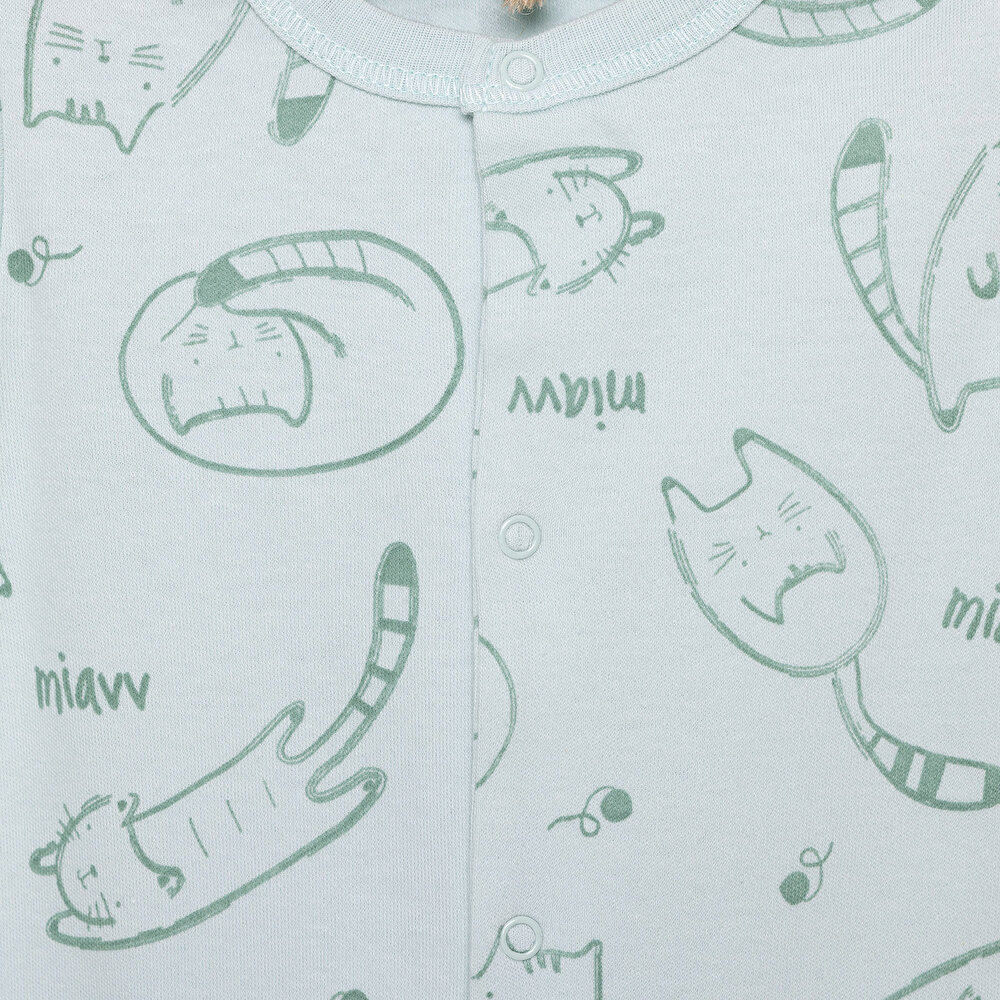 Yenidoğan Organic Sleepy Cat Uni Kısa Tulum Unisex