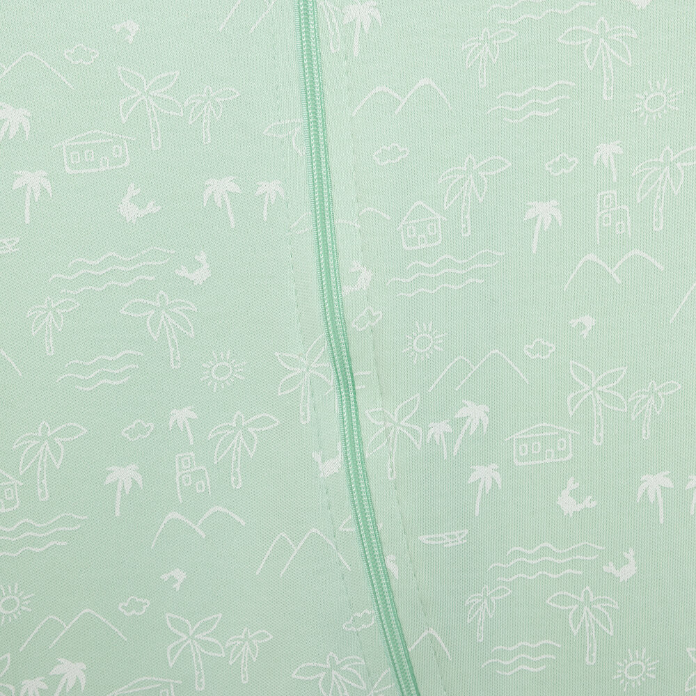 Erkek Bebek Yenidoğan Patikli Tulum %100 Pamuk Fermuarlı Bisiklet Yaka Uzun Kol Mint