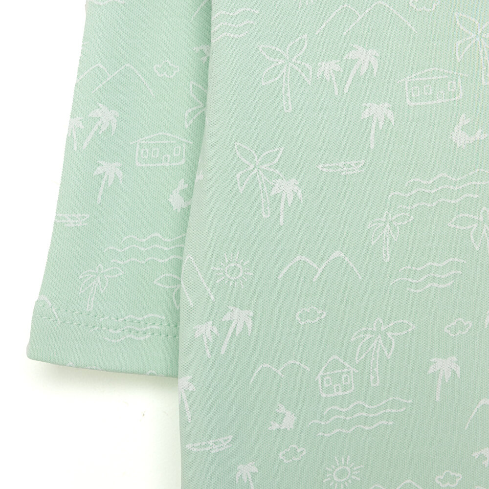 Erkek Bebek Yenidoğan Patikli Tulum %100 Pamuk Fermuarlı Bisiklet Yaka Uzun Kol Mint