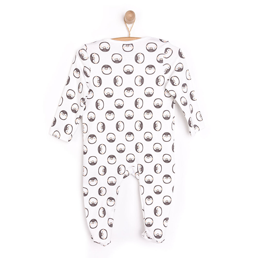 Kız Bebek Yenidoğan Patikli Tulum İnterlok Fermuarlı Ekru