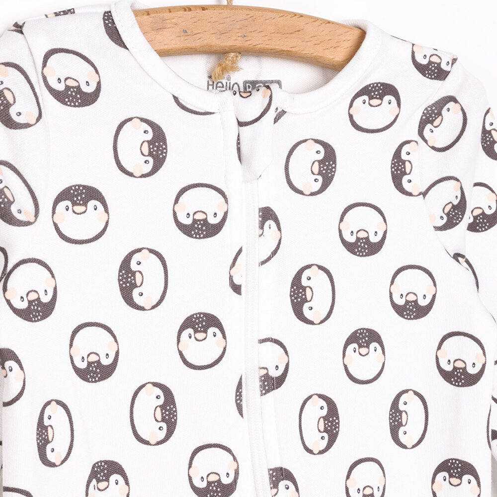 Kız Bebek Yenidoğan Patikli Tulum İnterlok Fermuarlı Ekru