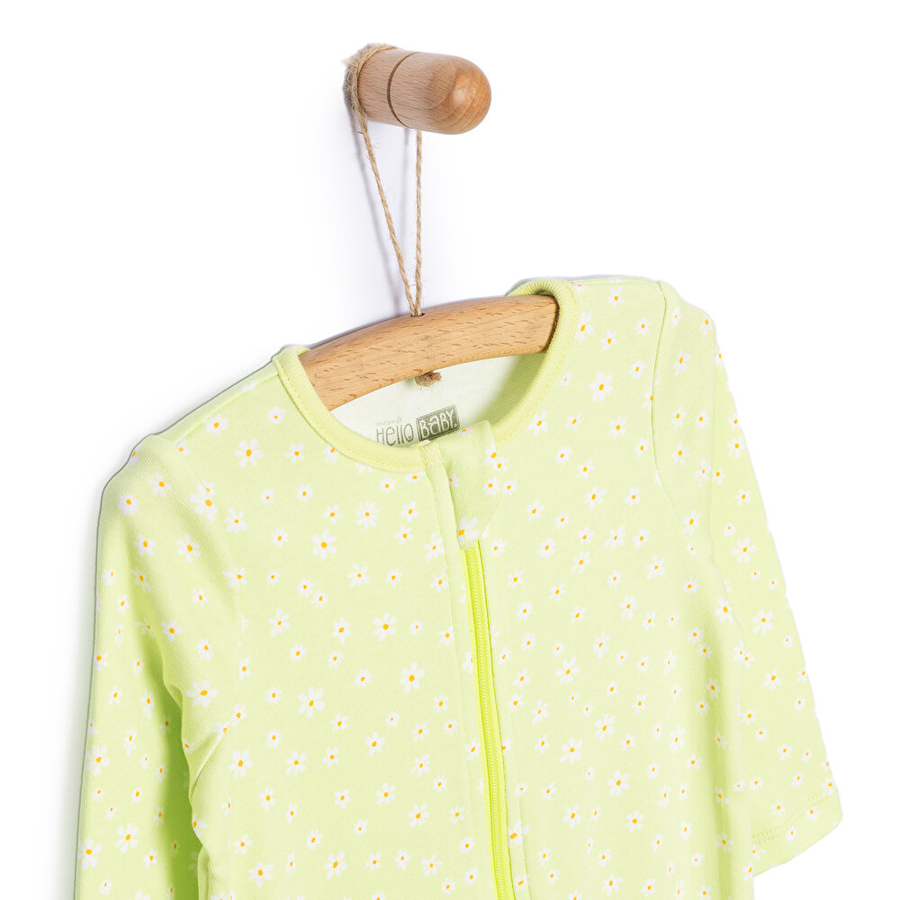 Kız Bebek Yenidoğan Patikli Tulum İnterlok Fermuarlı Yeşil