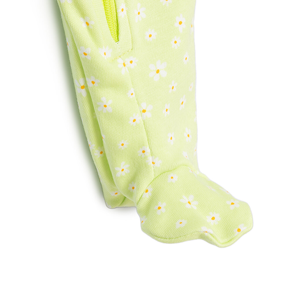 Kız Bebek Yenidoğan Patikli Tulum İnterlok Fermuarlı Yeşil