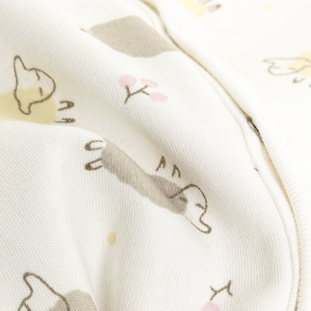 Unisex Yenidoğan Tulum Şapka %100 Pamuk Fermuarlı Bisiklet Yaka Uzun Kol