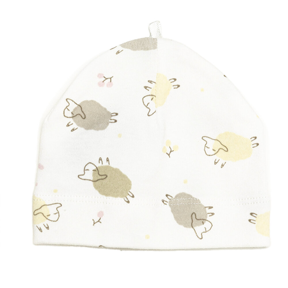 Unisex Yenidoğan Tulum Şapka %100 Pamuk Fermuarlı Bisiklet Yaka Uzun Kol