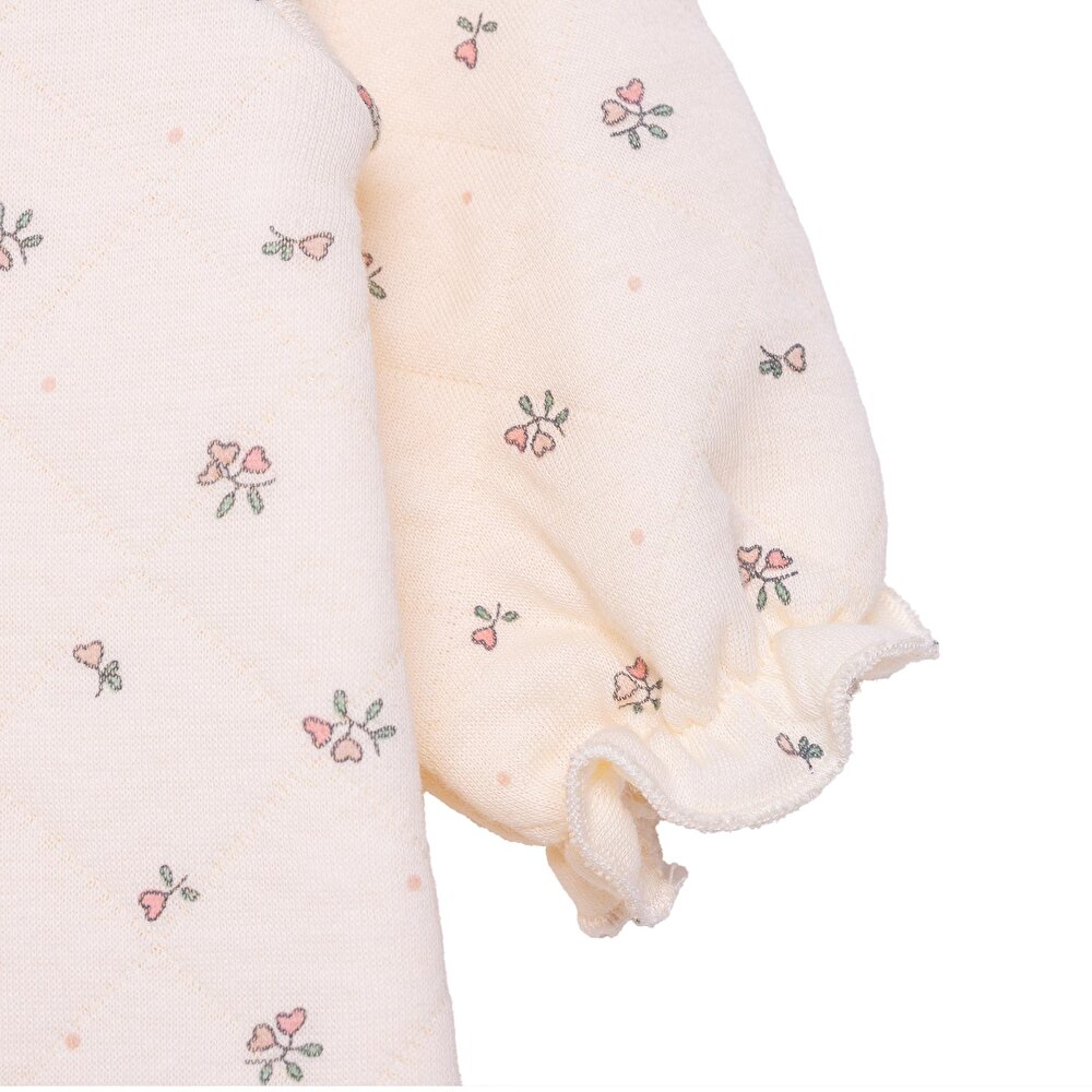Kız Bebek Yenidoğan Patikli Tulum Petite Fleurs Fırfırlı Yaka Uzun Kol Patikli Paça
