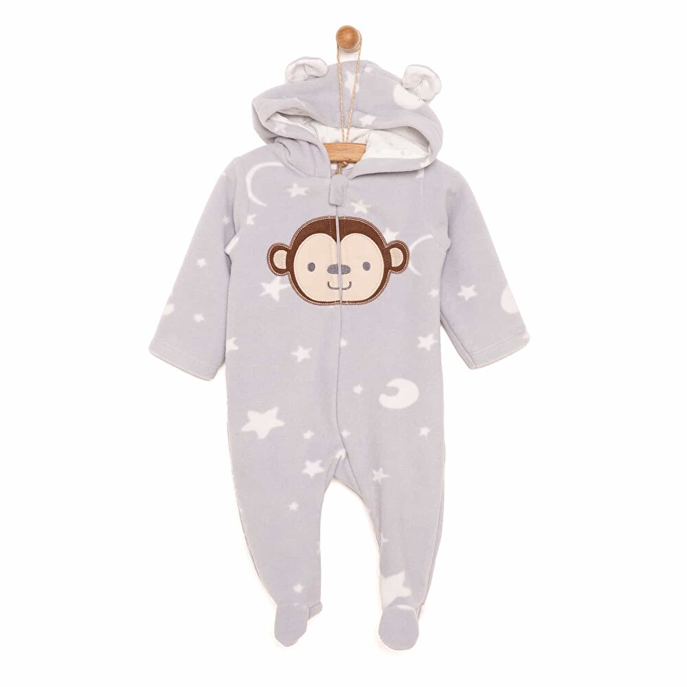 Yenidoğan Polar Kapüşonlu Patikli Tulum Erkek Bebek