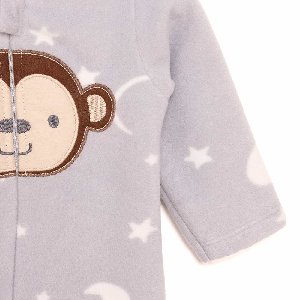 Yenidoğan Polar Kapüşonlu Patikli Tulum Erkek Bebek