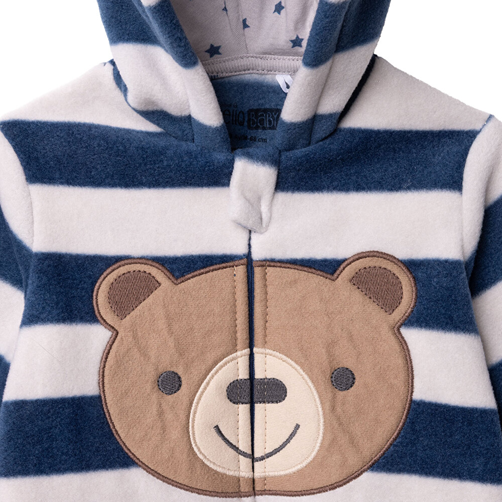 Erkek Bebek Yenidoğan Polar Patikli Tulum Uzun Kol Patikli Paça