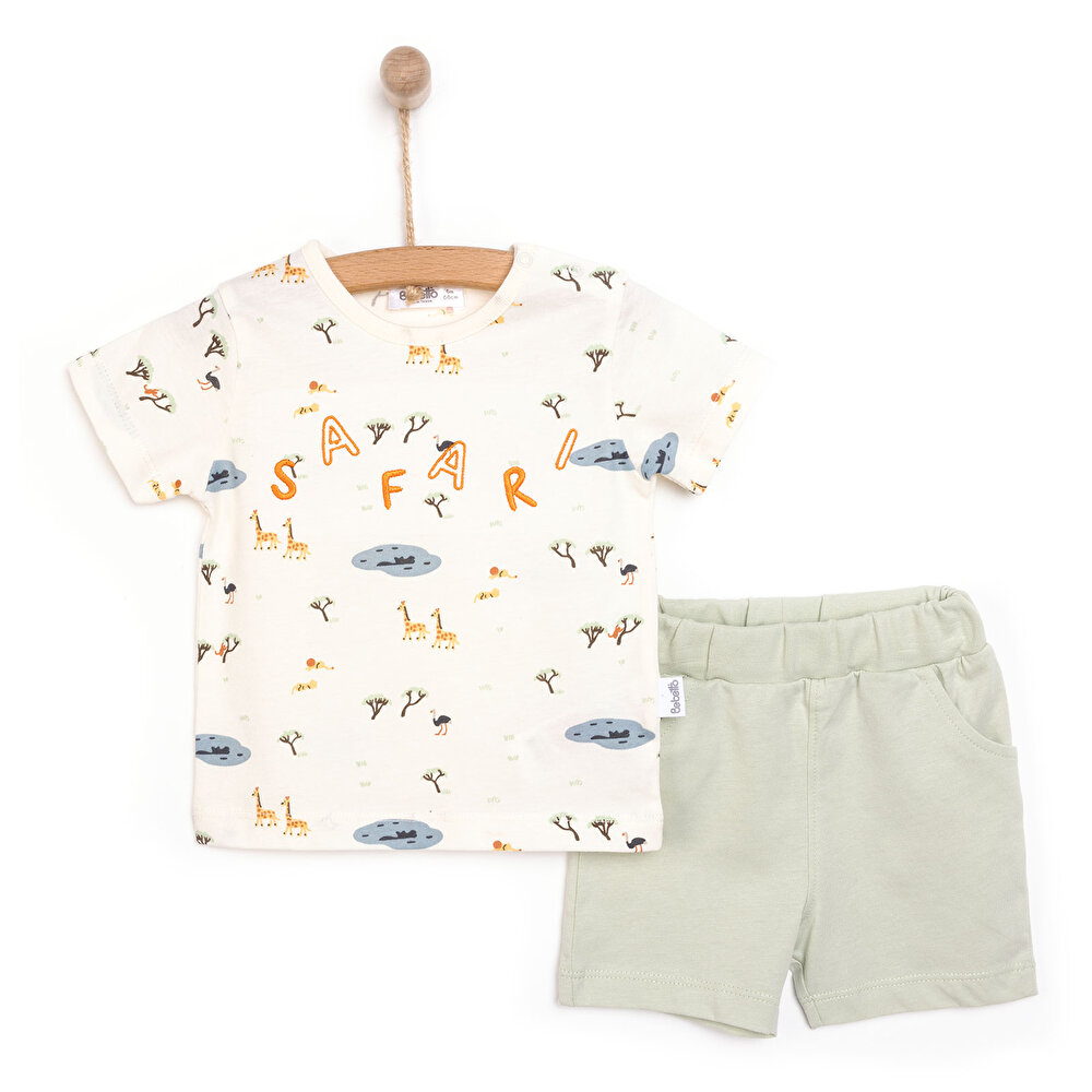 Yenidoğan Safari Tshirt-Şort 2li Takım Erkek Bebek