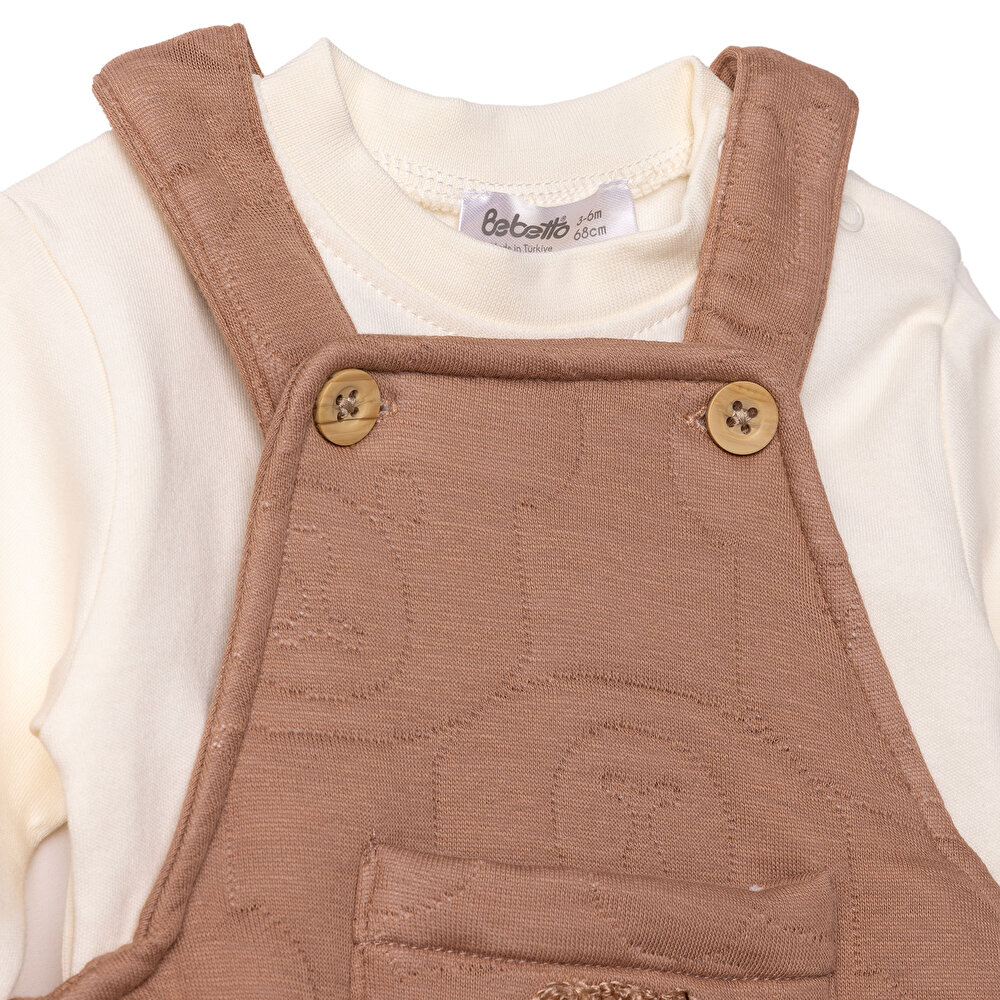 Erkek Bebek Yenidoğan Salopet-Sweatshirt Kapitone Örme Bebe Yaka Uzun Kol Patiksiz Paça