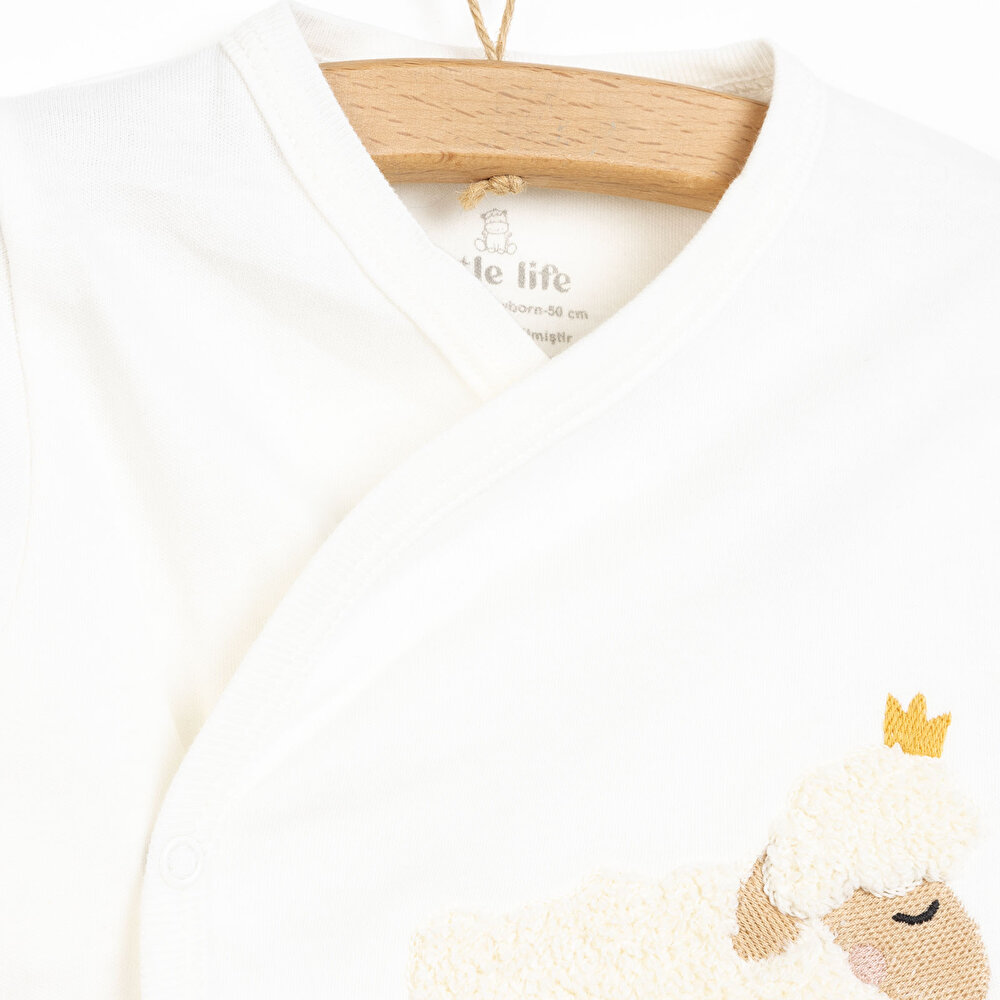 Unisex Zıbın Body %100 Pamuk Çıtçıtlı V Yaka Uzun Kol Açık Kahverengi