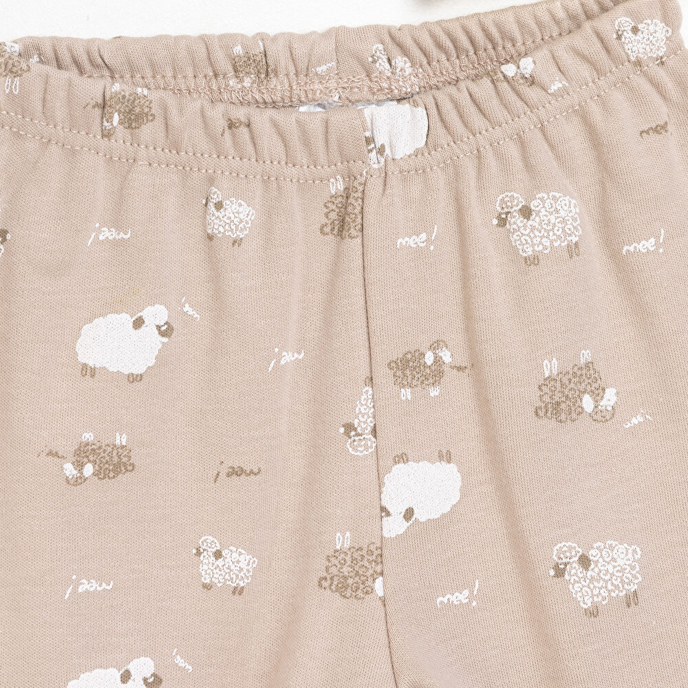 Unisex Zıbın Body %100 Pamuk Çıtçıtlı V Yaka Uzun Kol Açık Kahverengi