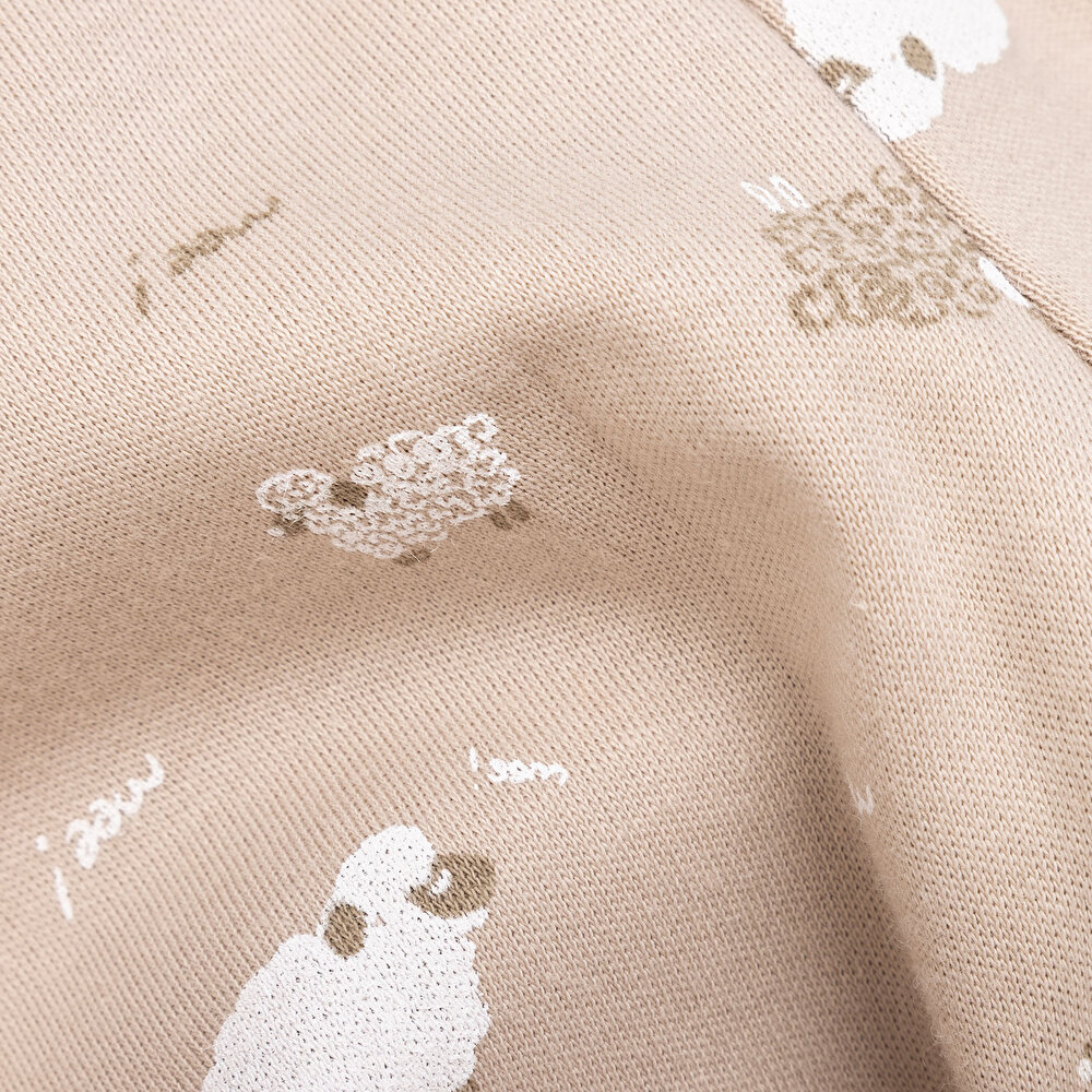 Unisex Zıbın Body %100 Pamuk Çıtçıtlı V Yaka Uzun Kol Açık Kahverengi