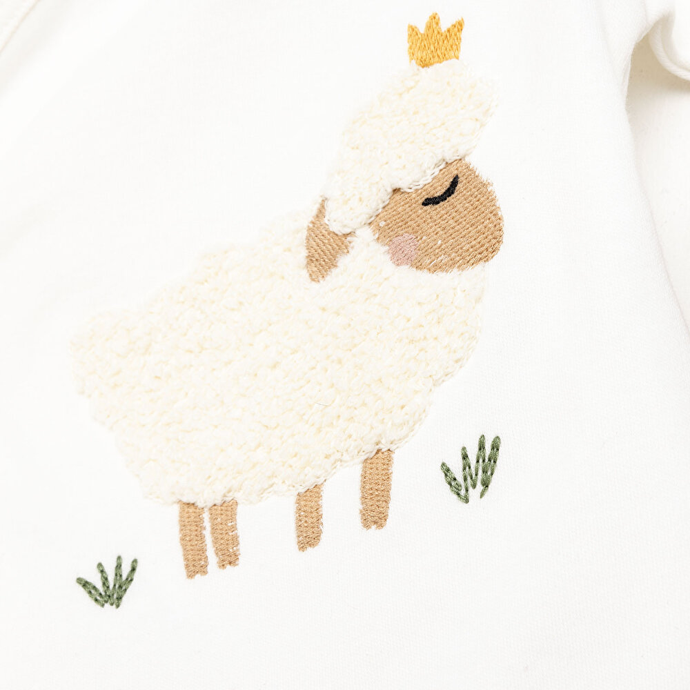 Unisex Zıbın Body %100 Pamuk Çıtçıtlı V Yaka Uzun Kol Açık Kahverengi