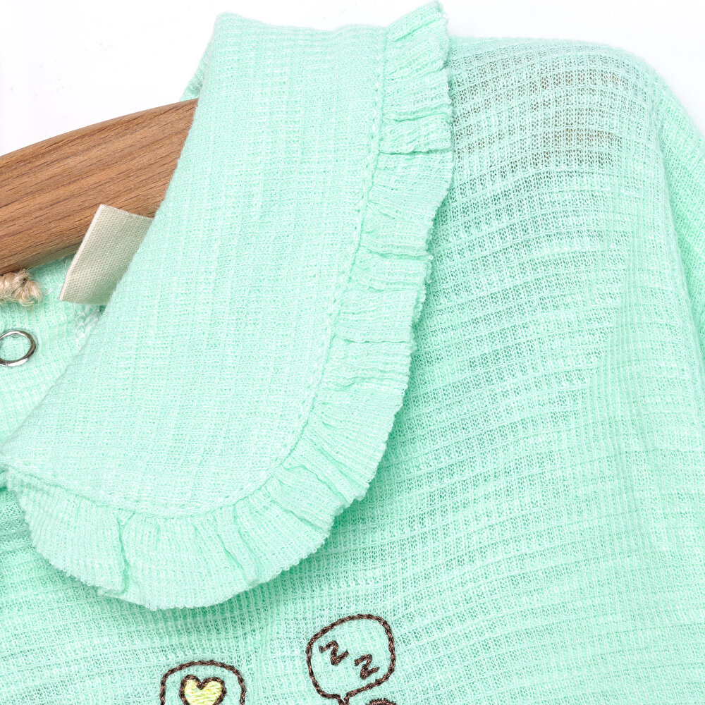 Yenidoğan Tavşan Baskılı Yakalı Kız Sweatshirt Patiksiz Alt 2'li takım Kız Bebek