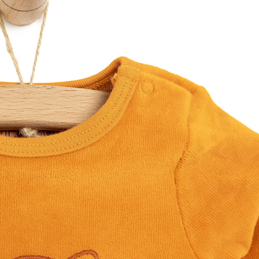Yenidoğan Unisex Nakışlı Kadife Patikli Tulum Unisex