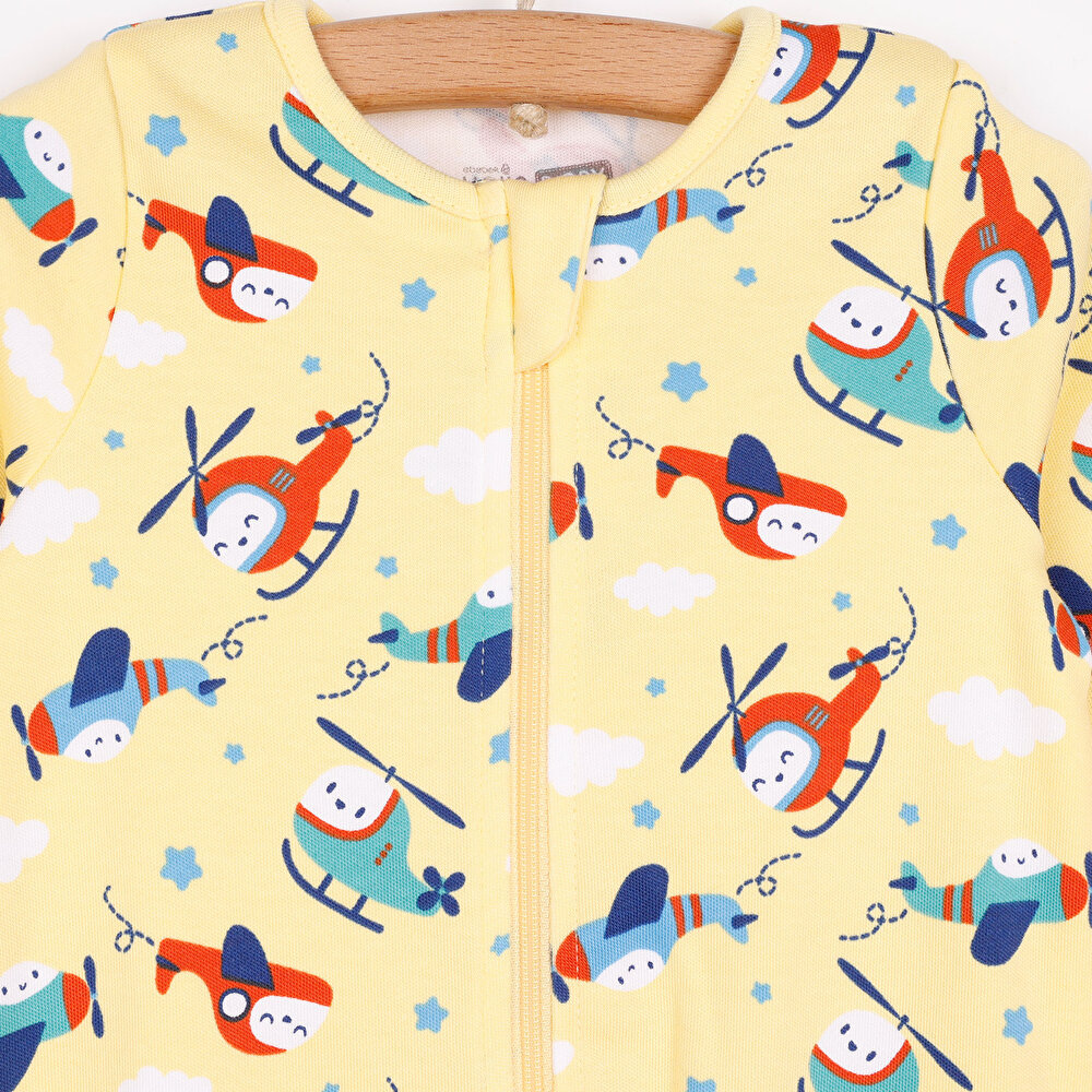 Yenidoğan Uzun Kollu Fermuarlı 2li Patikli Tulum Erkek Bebek