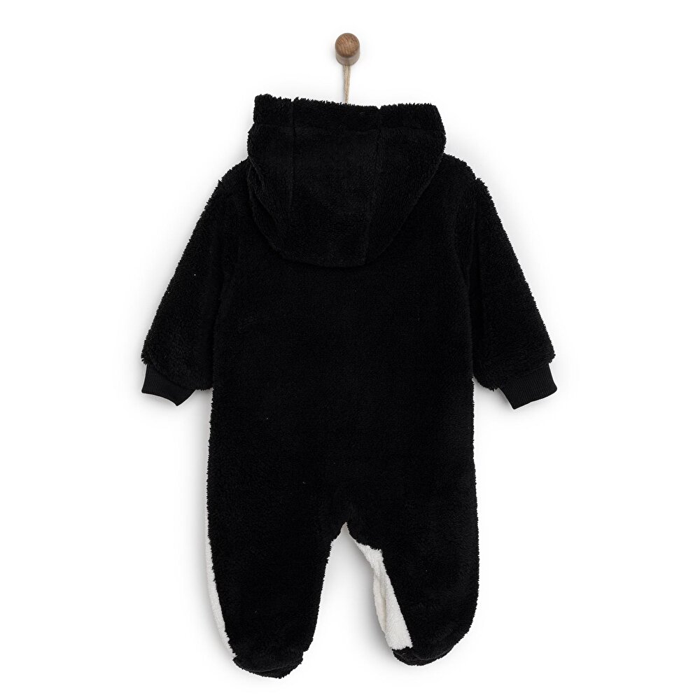 Unisex Yenidoğan Patikli Tulum Wellsoft Örme Fermuarlı Patikli Paça Siyah