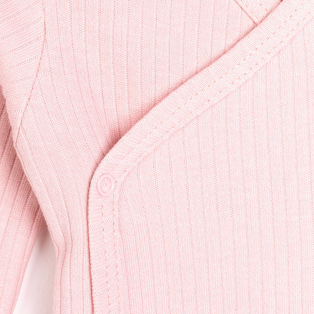 Kız Bebek Yenidoğan Zıbın Body %100 Pamuk Çıtçıtlı Yaka Uzun Kol