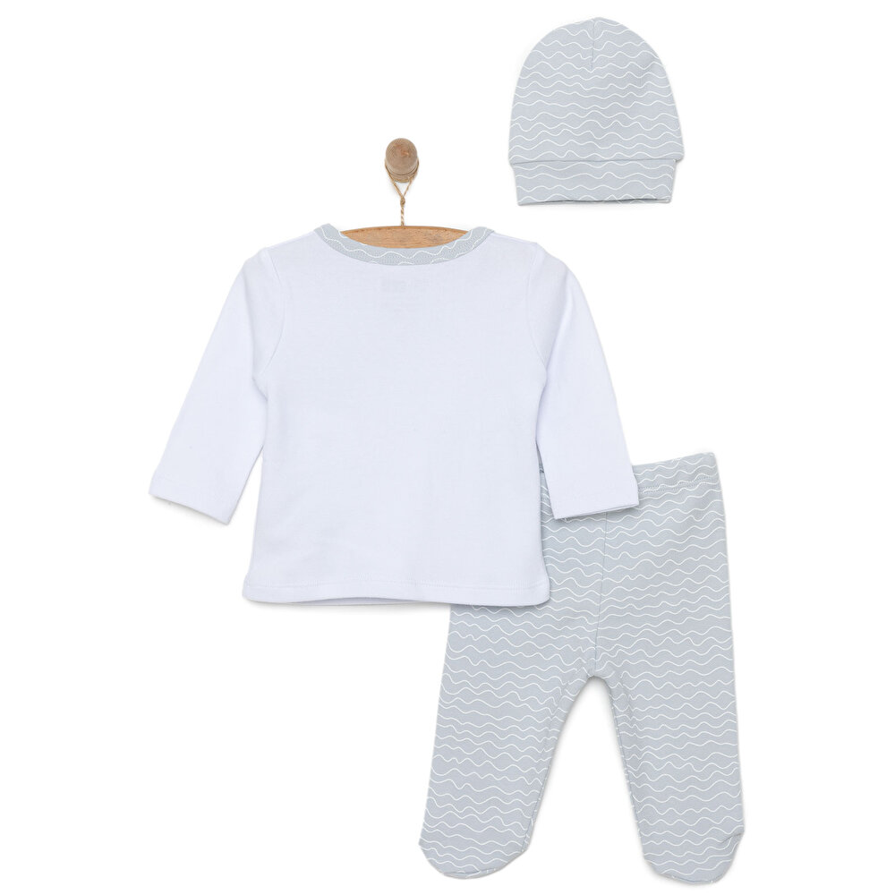 Yenidoğan Zıbın-Şapka-Patikli Alt 3lü Set Erkek Bebek