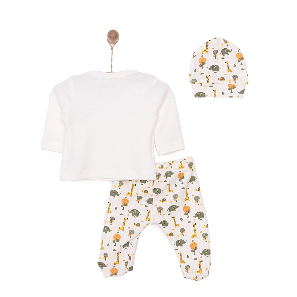 Yenidoğan Zıbın-Şapka-Patikli Alt 3lü Set Erkek Bebek