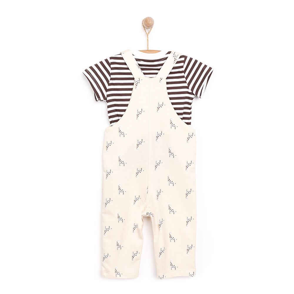 Yenidoğan Zürafa Desen Salopet Tshirt Takım Unisex