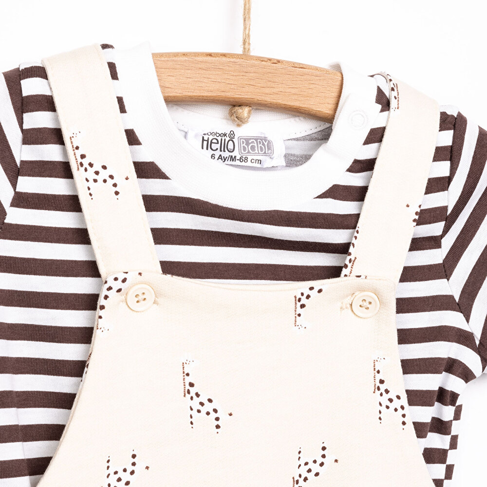 Yenidoğan Zürafa Desen Salopet Tshirt Takım Unisex