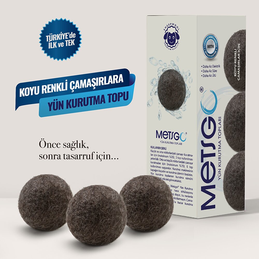 Yün Kurutma Topu 3'lü Set (Koyu Renkli Çamaşırlar)