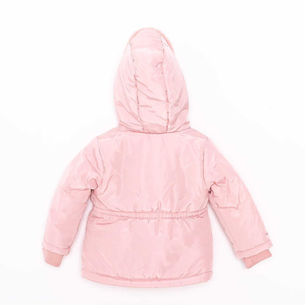 Kız Bebek Kapüşonlu Mont Micro Kumaş Fermuarlı Non-Basic Hakim Yaka Uzun Kol