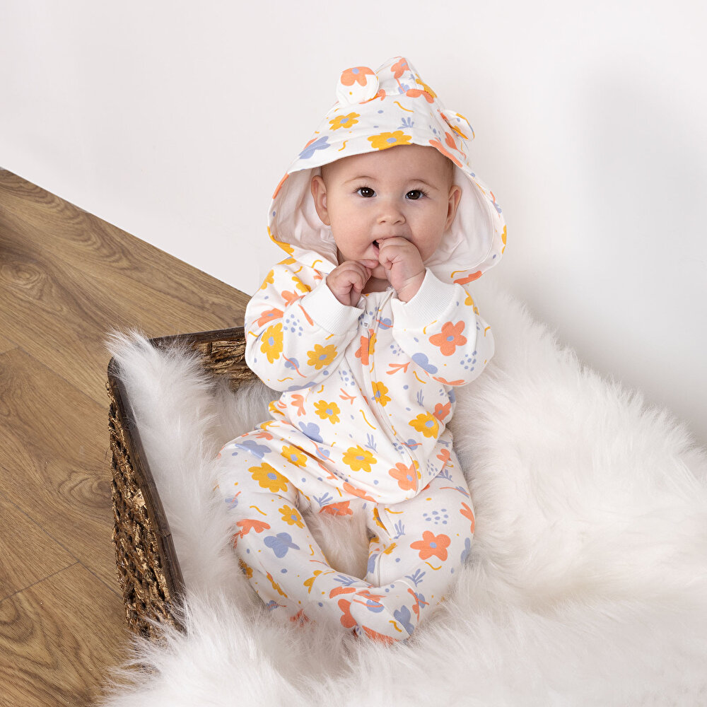 Yenidoğan Kapüşonlu Tulum Kız Bebek