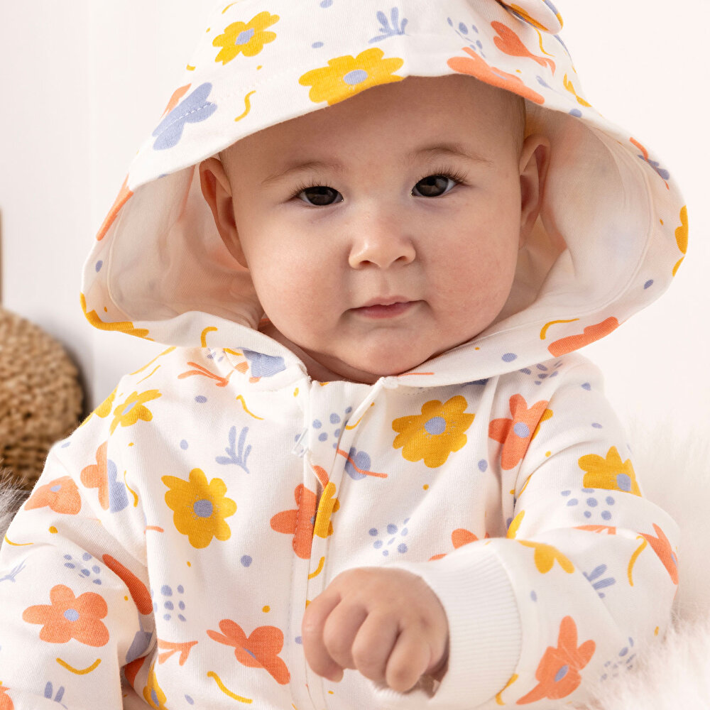 Yenidoğan Kapüşonlu Tulum Kız Bebek