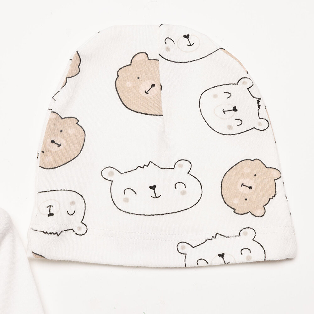 Zebra Baskılı Yenidoğan Erkek Body-Patikli Alt-Şapka Erkek Bebek