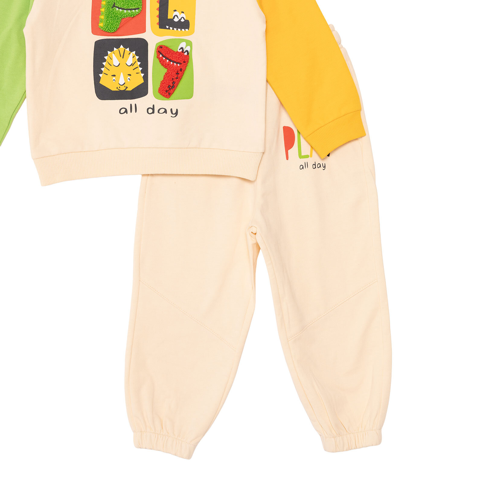 Erkek Bebek Eşofman Takımı Motto Boy Şardonlu Bisiklet Yaka Uzun Kol Ribanalı Paça