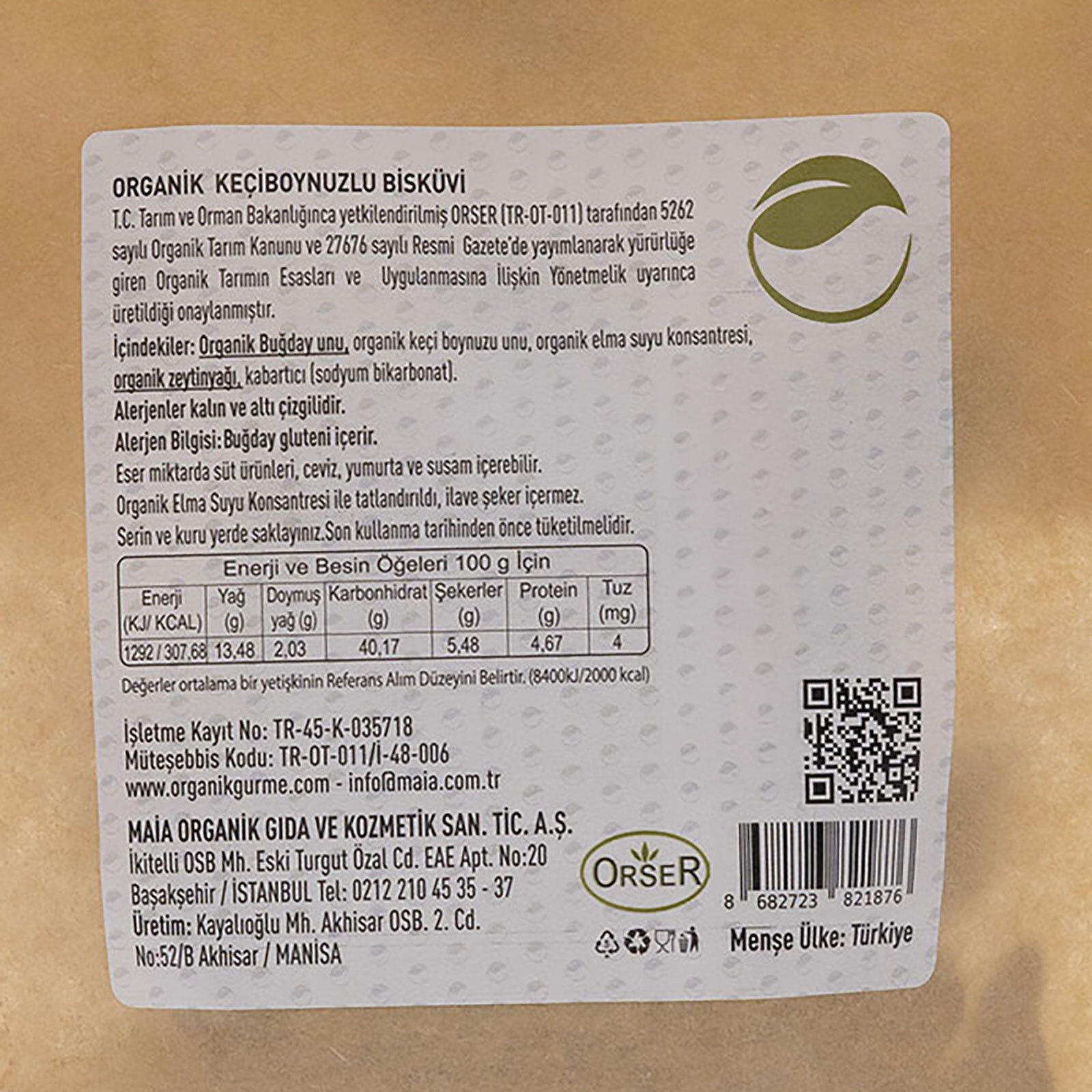 &nbsp; ORGANİK KEÇİBOYNUZLU BİSKÜVİ&nbsp; 80 GR