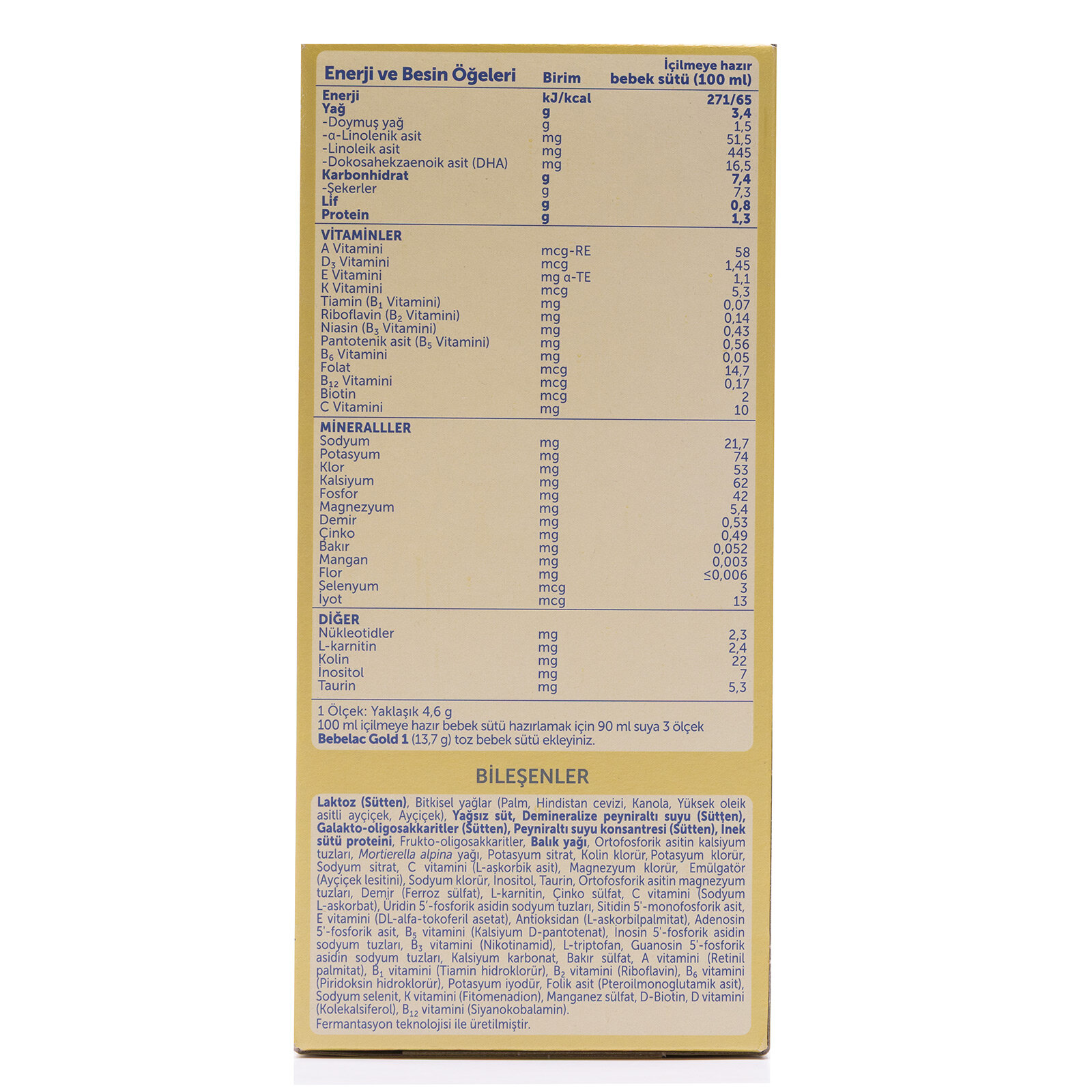 1 Bebek Sütü 800 gr 0-6 Ay