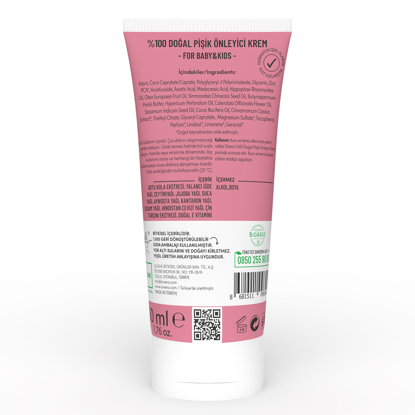 %100 Doğal Bebek Pişik Önleyici Jel Krem 50ml