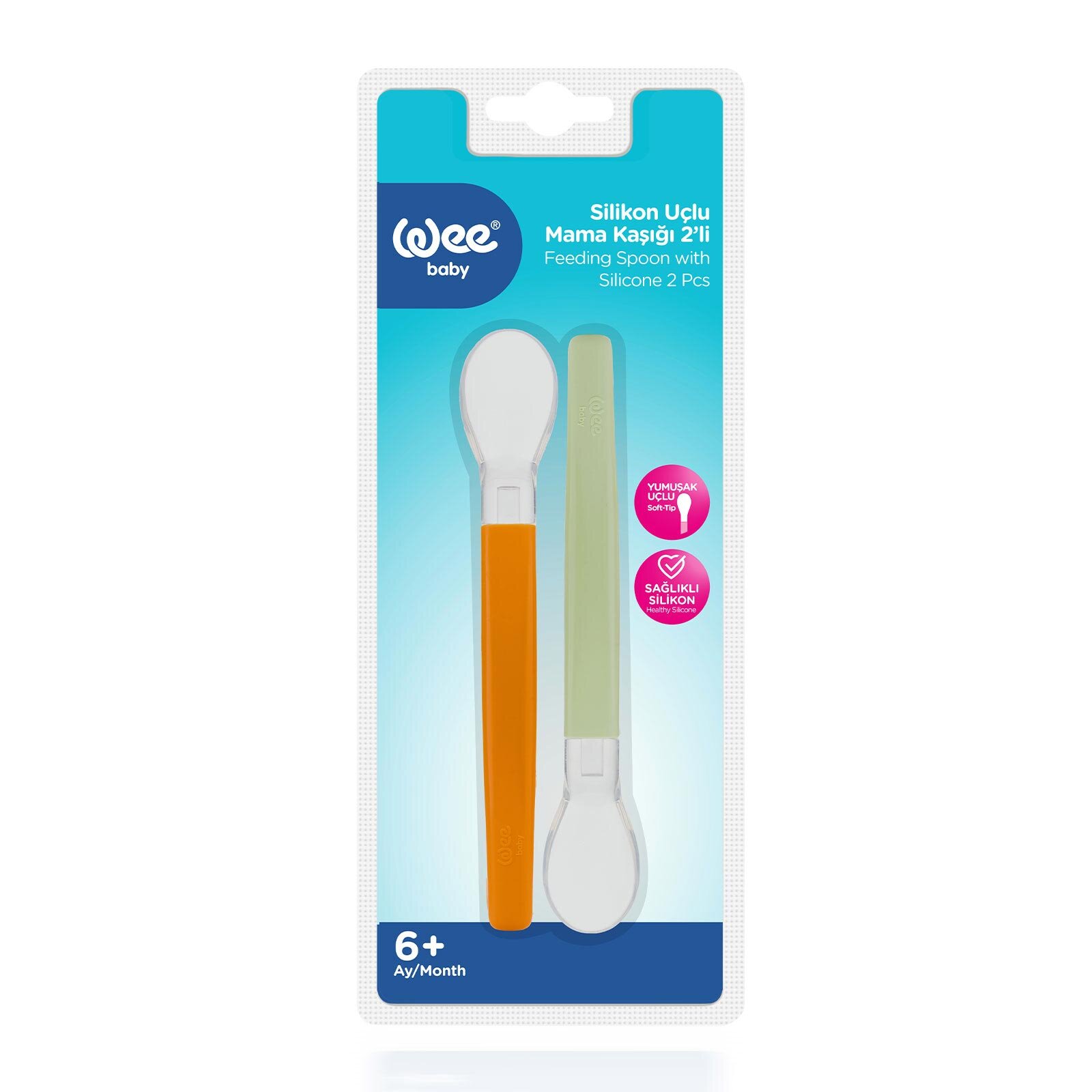 122 Wee Baby Mama Kaşığı 2 li Yeşil-Turuncu