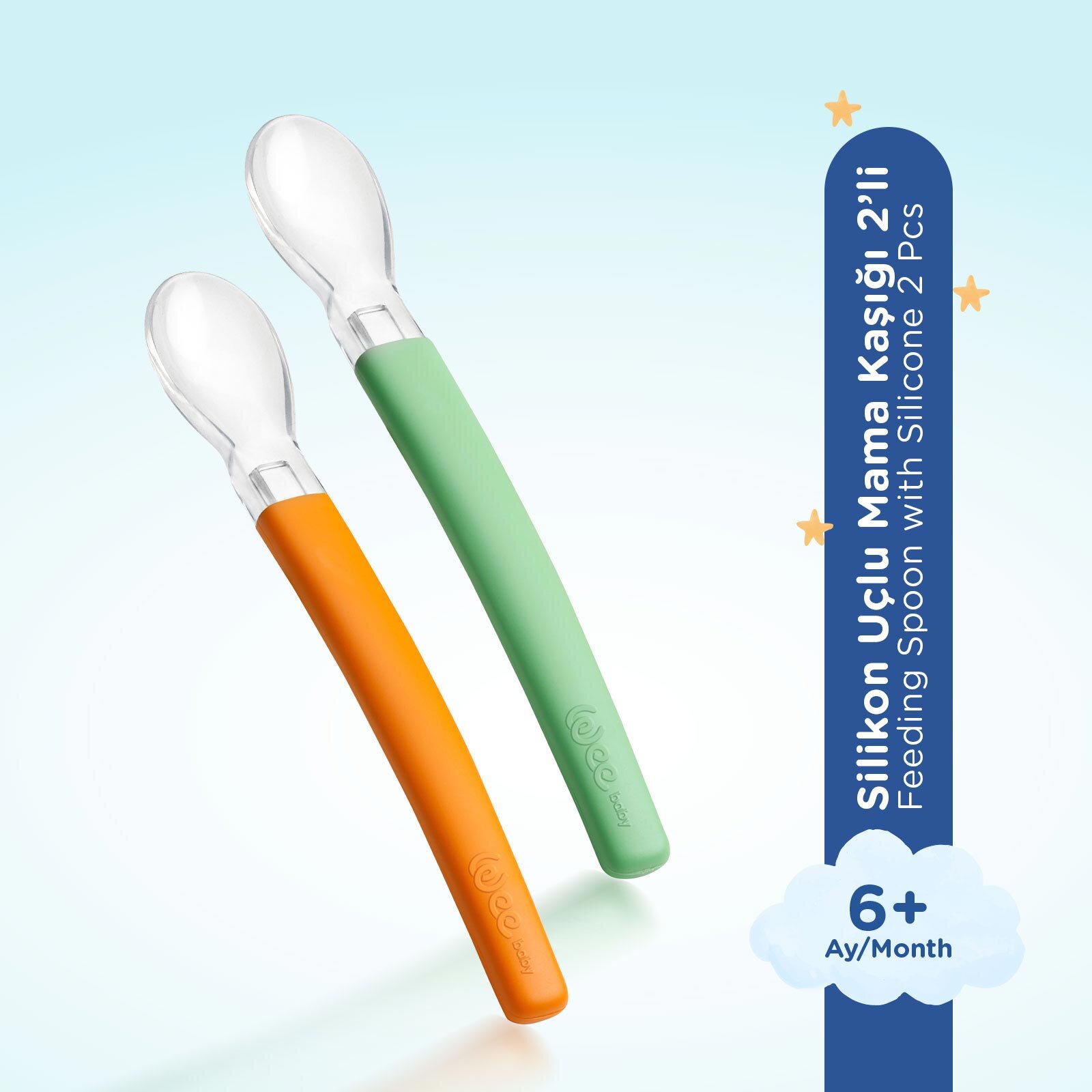122 Wee Baby Mama Kaşığı 2 li Yeşil-Turuncu