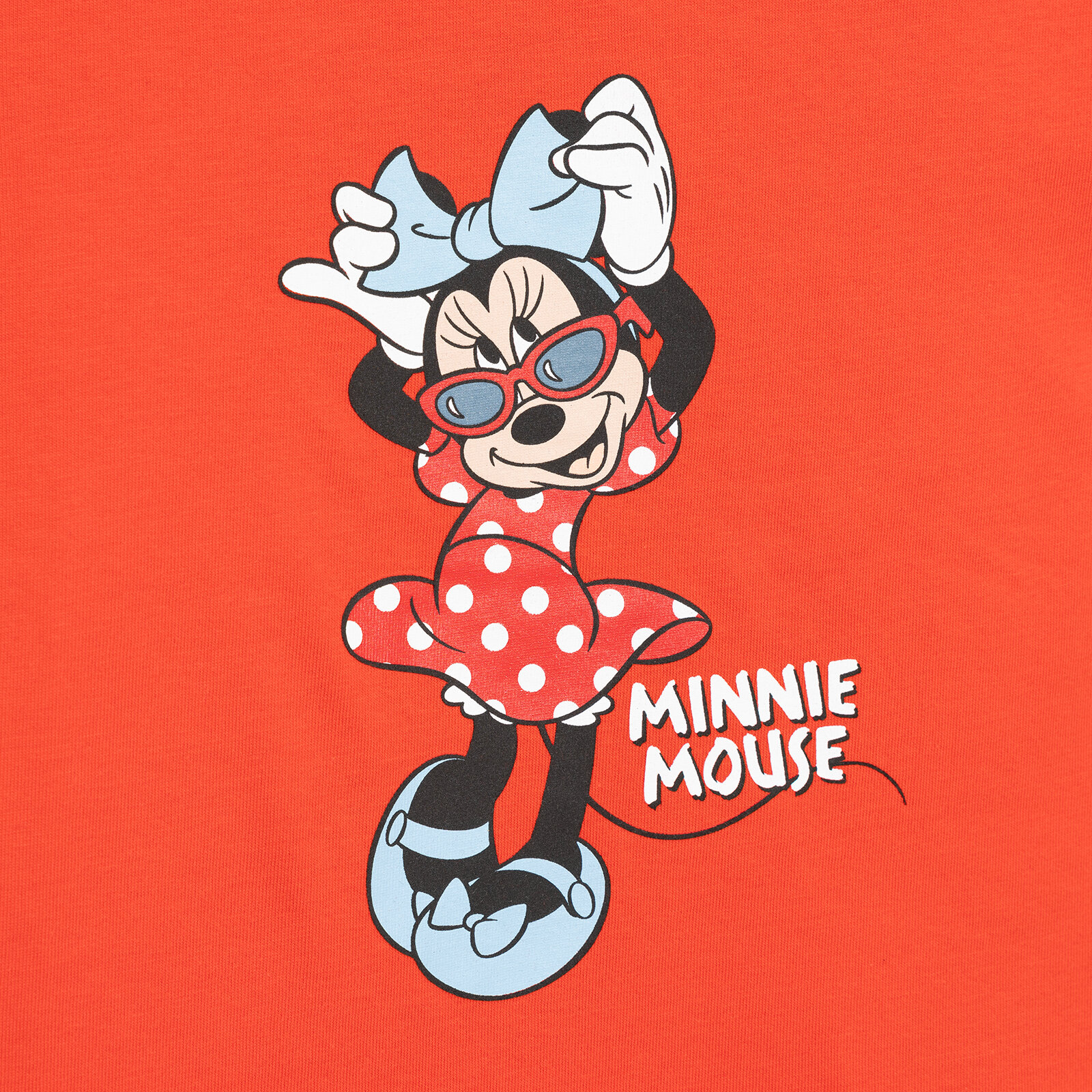 Kız Bebek Tshirt Minnie Mouse Bisiklet Yaka Kısa Kol Kırmızı