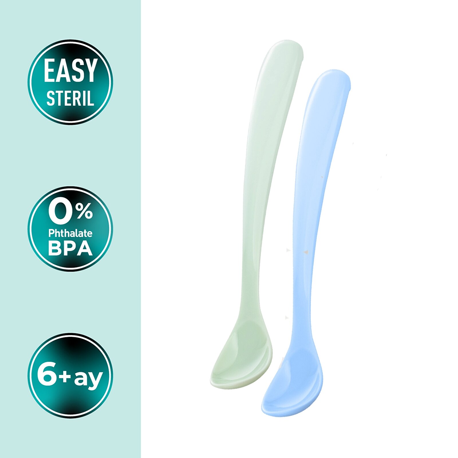 2'li Beslenme Kaşığı Powder Green/Blue & Saklama Kutusu