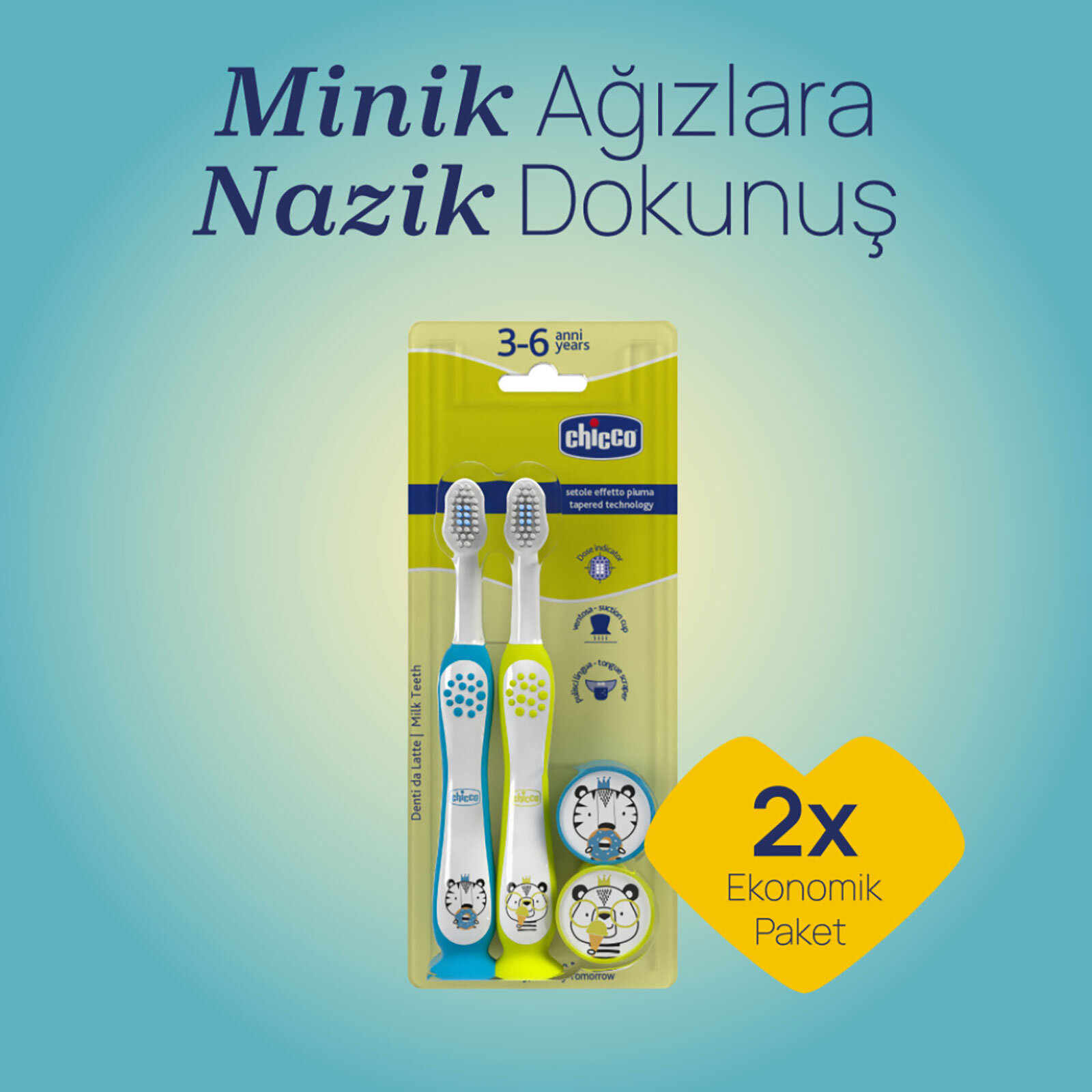 2'Lİ DİŞ FIRÇASI 3-6 YAŞ TIGER-PANDA