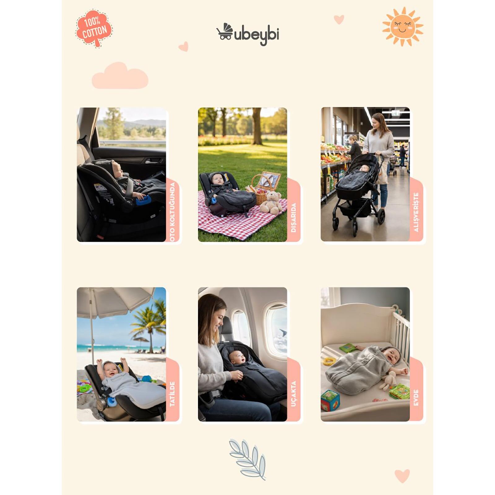 4 Mevsim Bebek Arabası ve Ana Kucağı %100 Pamuklu Footmuff 0-12 ay 4 Mevsim Bebek Arabası ve Ana Kucağı %100 Pamuklu Footmuff 0-12 ay