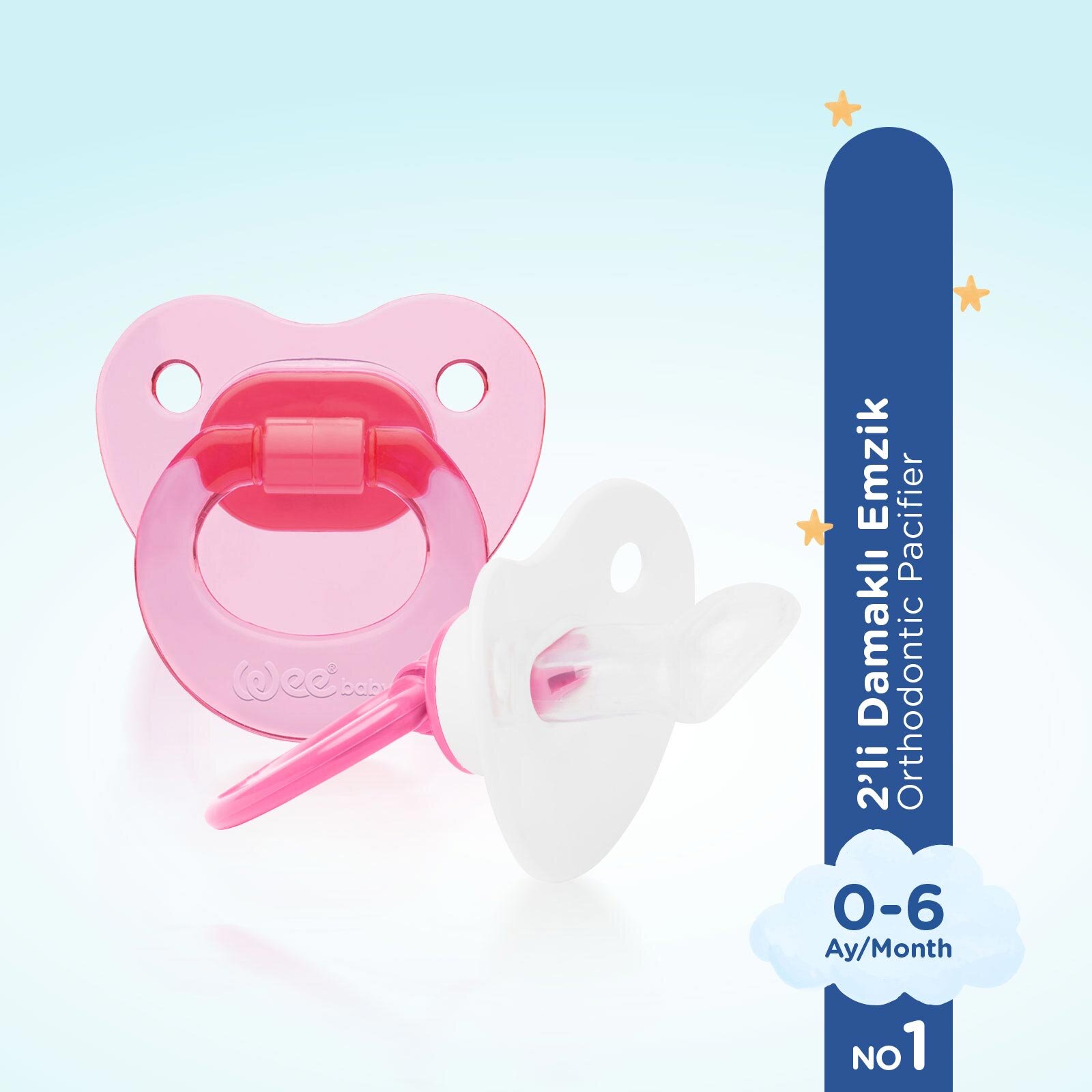 437 Wee Baby 2'li Damaklı Emzik No:1 Pembe 437 Wee Baby 2'li Damaklı Emzik No:1 Pembe
