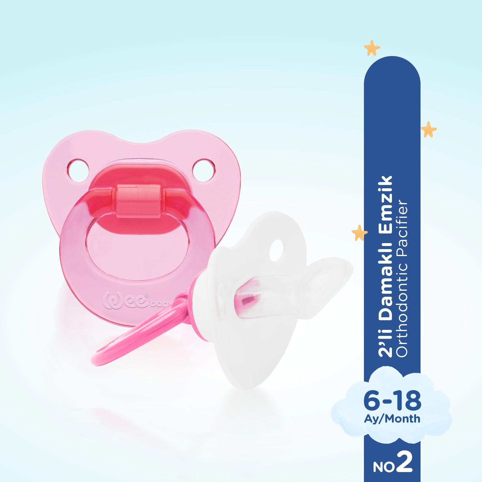 438 Wee Baby B 2'li Damaklı Emzik No:2 Pembe 438 Wee Baby B 2'li Damaklı Emzik No:2 Pembe