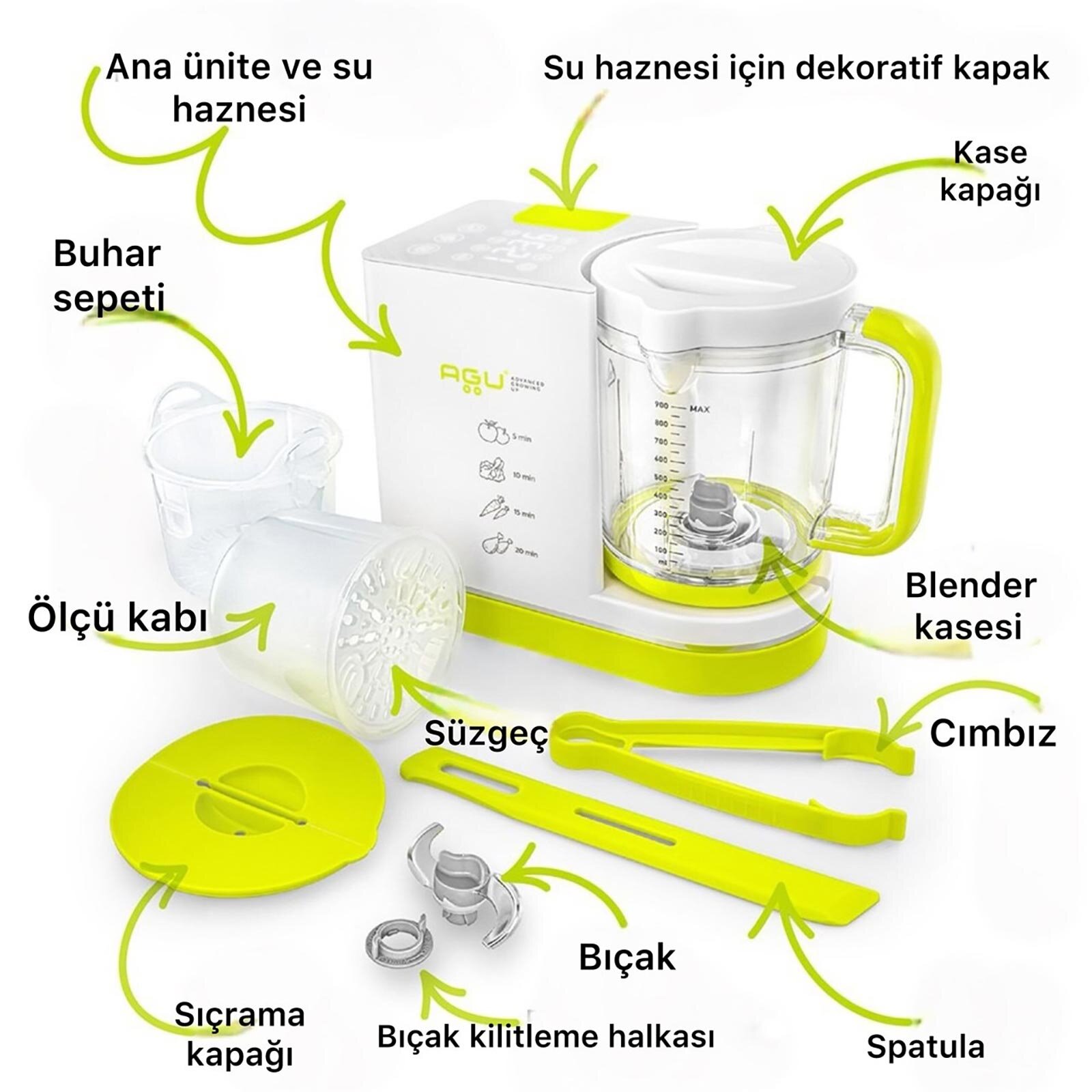 5'li 1 Arada Bebek Yemek Hazırlama Robotu - AGU Octopy