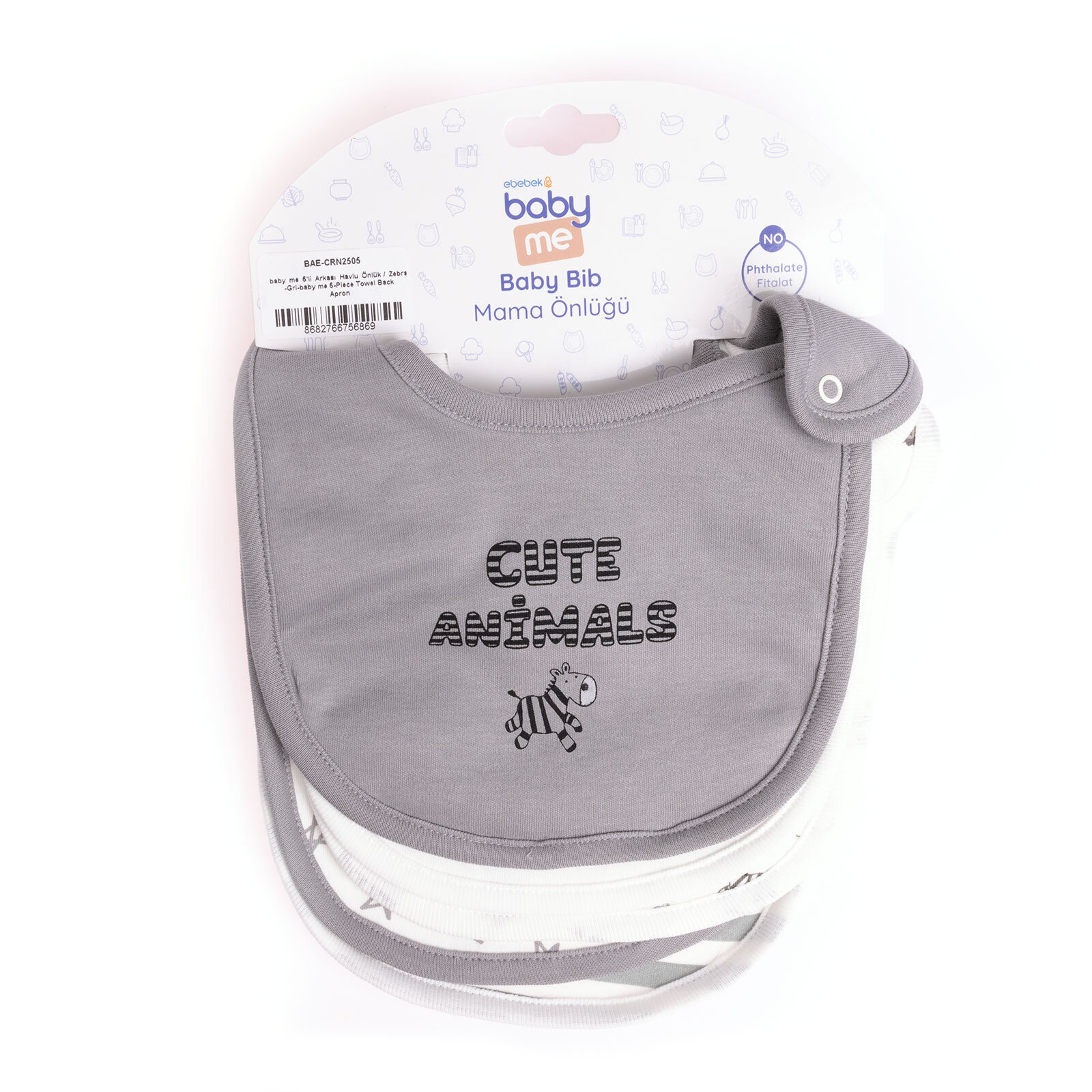 5'li Arkası Havlu Önlük / Zebra-Gri 5'li Arkası Havlu Önlük / Zebra-Gri